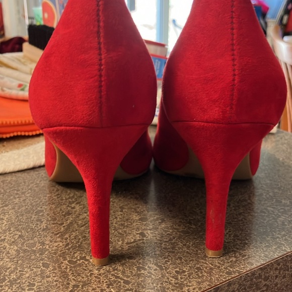 Red Heel Pumps Suede Leather Pointed Toe I.N.C. - Picture 9 of 9